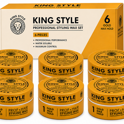 King Style Aqua Styling Wax Gold Max Hold 6 stuks) - Hairwaxshop