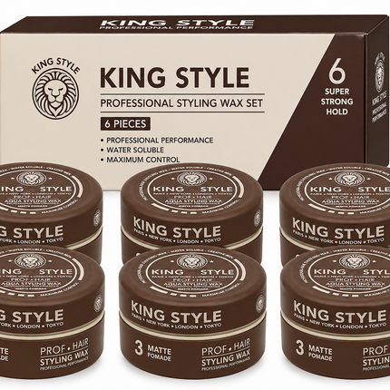 King Style Aqua Styling Wax Matte Pomade 6 stuks - Hairwaxshop