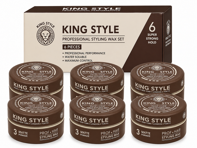King Style Aqua Styling Wax Matte Pomade 6 stuks - Hairwaxshop