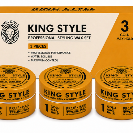 King Style Aqua Styling Wax Gold Max Hold 3 stuks - Hairwaxshop