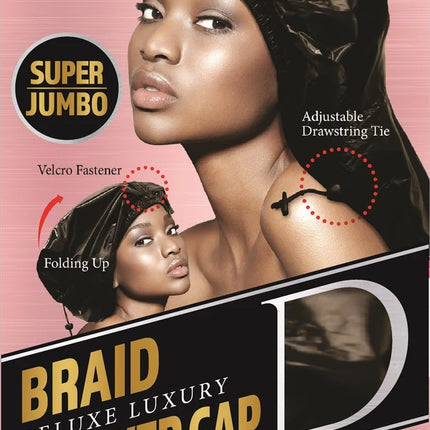 Dream World W-Shower Cap Braid Super Jumbo Black #DRE078B